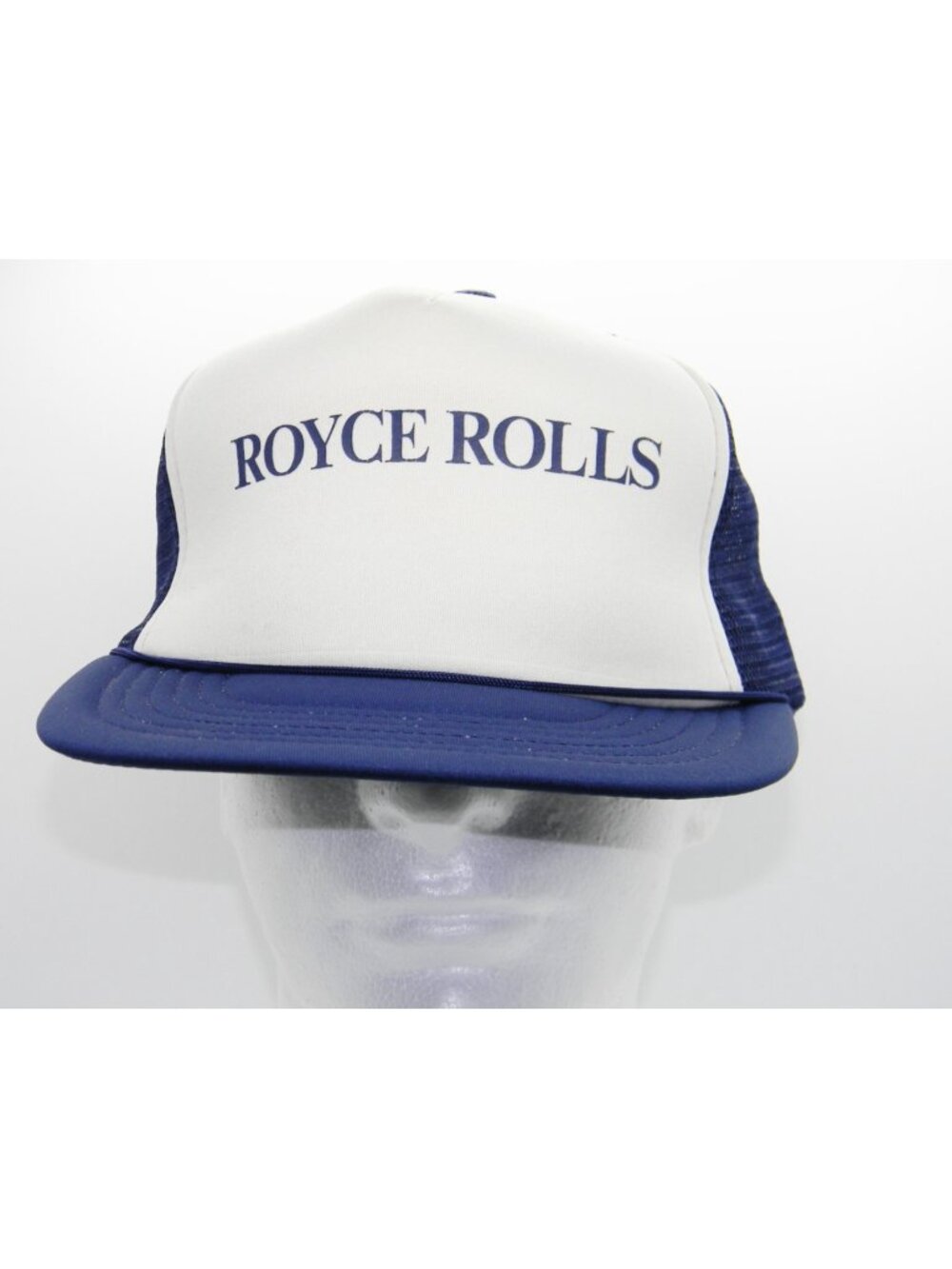 Vintage 80s Royce Rolls Trucker Hat Novelty Snapback Cap Winner Taiwan Mesh Navy